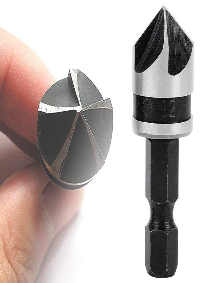 NityaEcommerce 3 Pieces 5 Flute 90 Degree Chamfering Countersink Drill Bit Set, 1/4 Inch Hex Shank HSS Countersink Drill Bits for Woodworking Countersinking Drilling Tool 12mm 16mm 19mm - Image 2